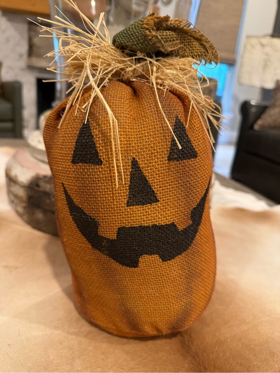 Hand Crafted Other - Handmade Jack-O'-Lantern Burlap Pumpkin Decoration - Orange & Black